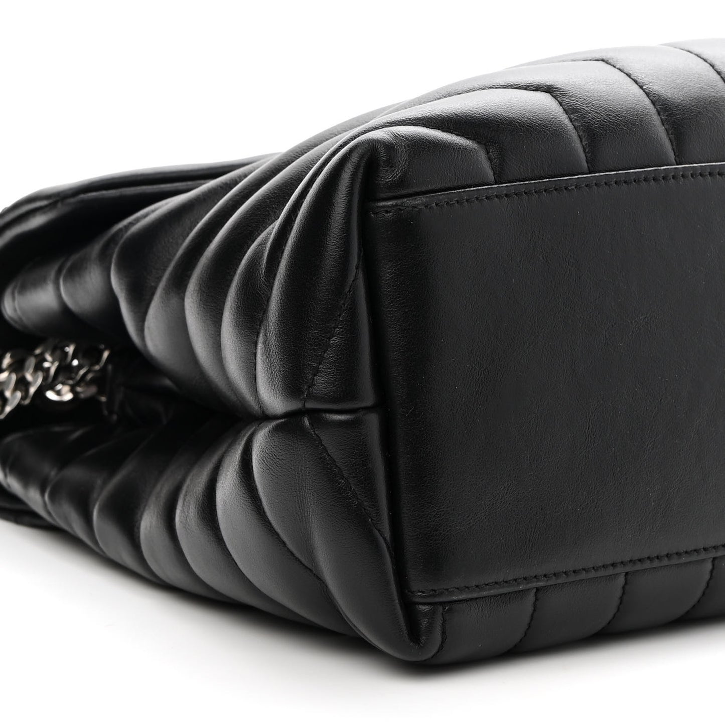 Calfskin Y Quilted Monogram Medium Loulou Chain Satchel Black