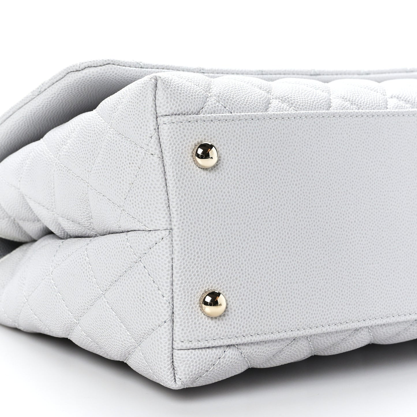 Caviar Quilted Small Coco Handle Flap Light Grey
