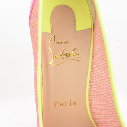 Christian Louboutin Lace Patent Raphia Follies 100 Pumps 37 Shocking Pink 7 of 7