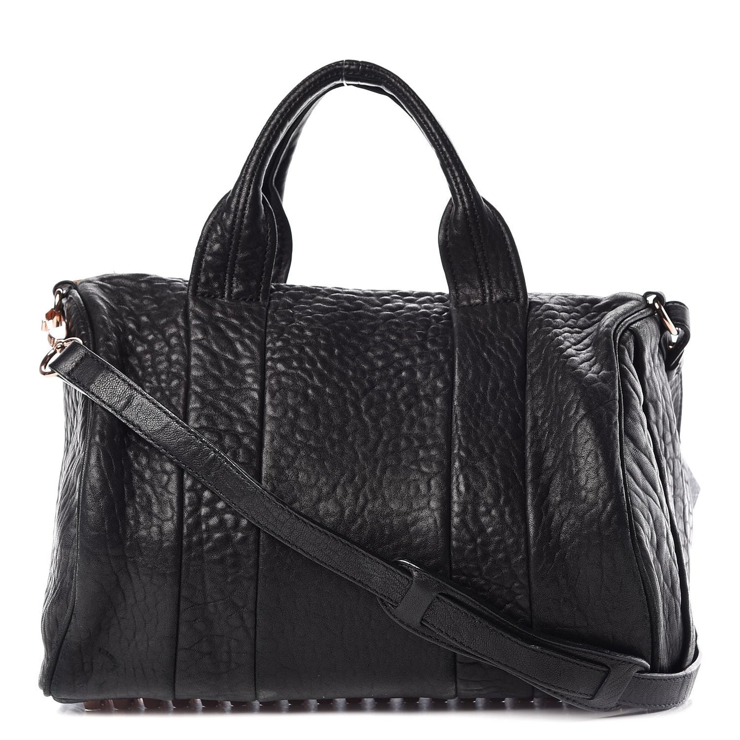 Pebbled Lambskin Rocco Black Rose Gold Hardware