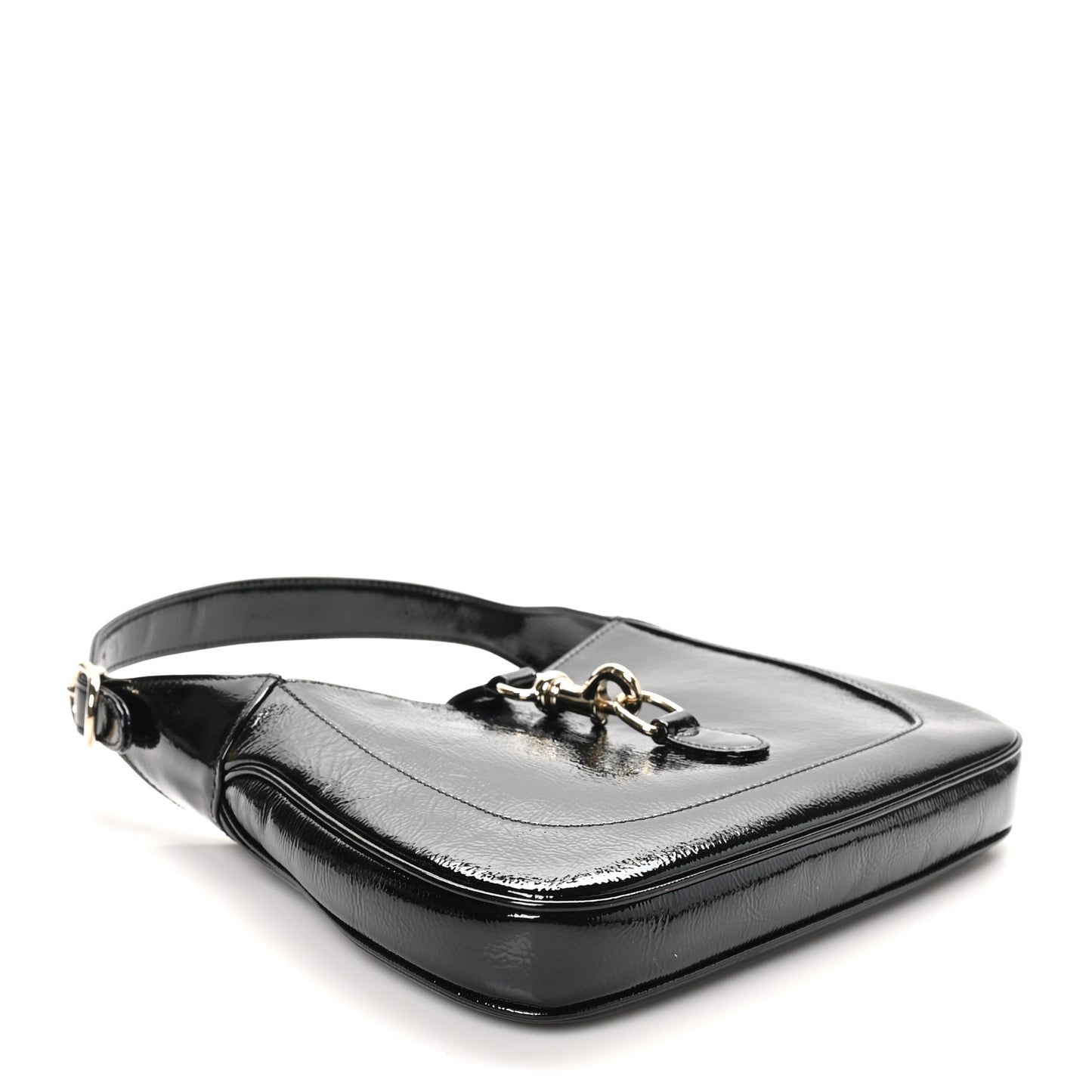 Patent Calfskin Small Jackie Shoulder Bag Black