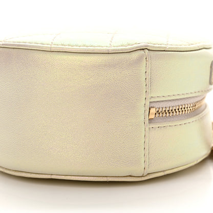 Chanel Iridescent Lambskin Quilted Round Clutch With Chain Ivory 10 of 11