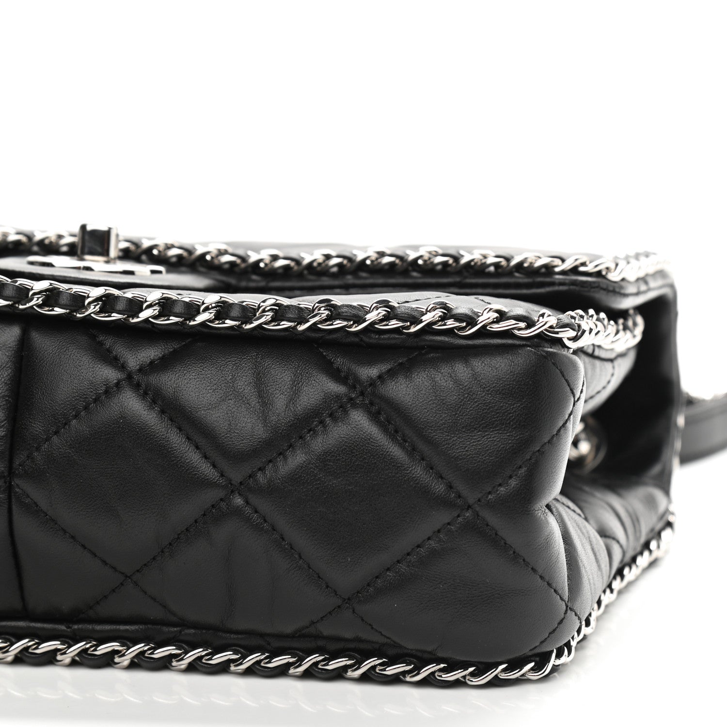 Chanel Crumpled Calfskin Medium Chain All Over Flap Black 8 of 9