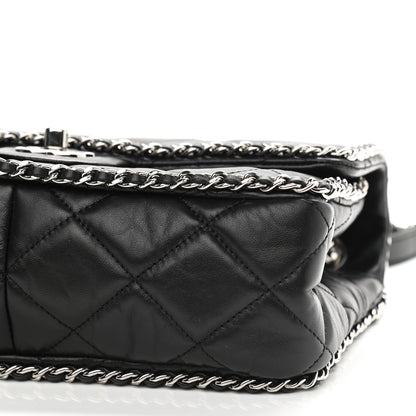 Chanel Crumpled Calfskin Medium Chain All Over Flap Black 8 of 9