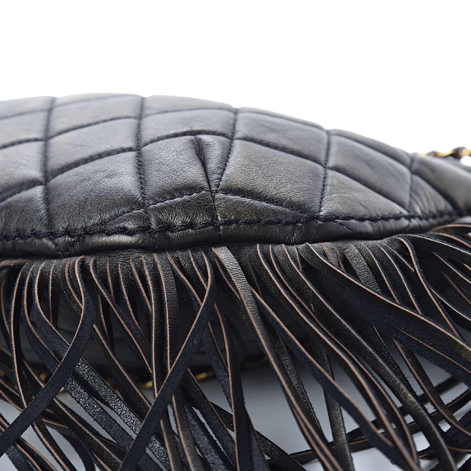 Chanel Calfskin Quilted Into The Fringe Hobo Black Gold 13 of 14
