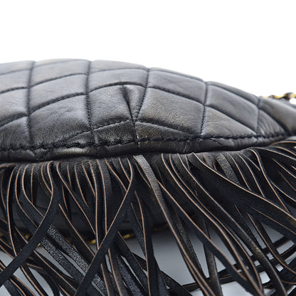 Chanel Calfskin Quilted Into The Fringe Hobo Black Gold 13 of 14