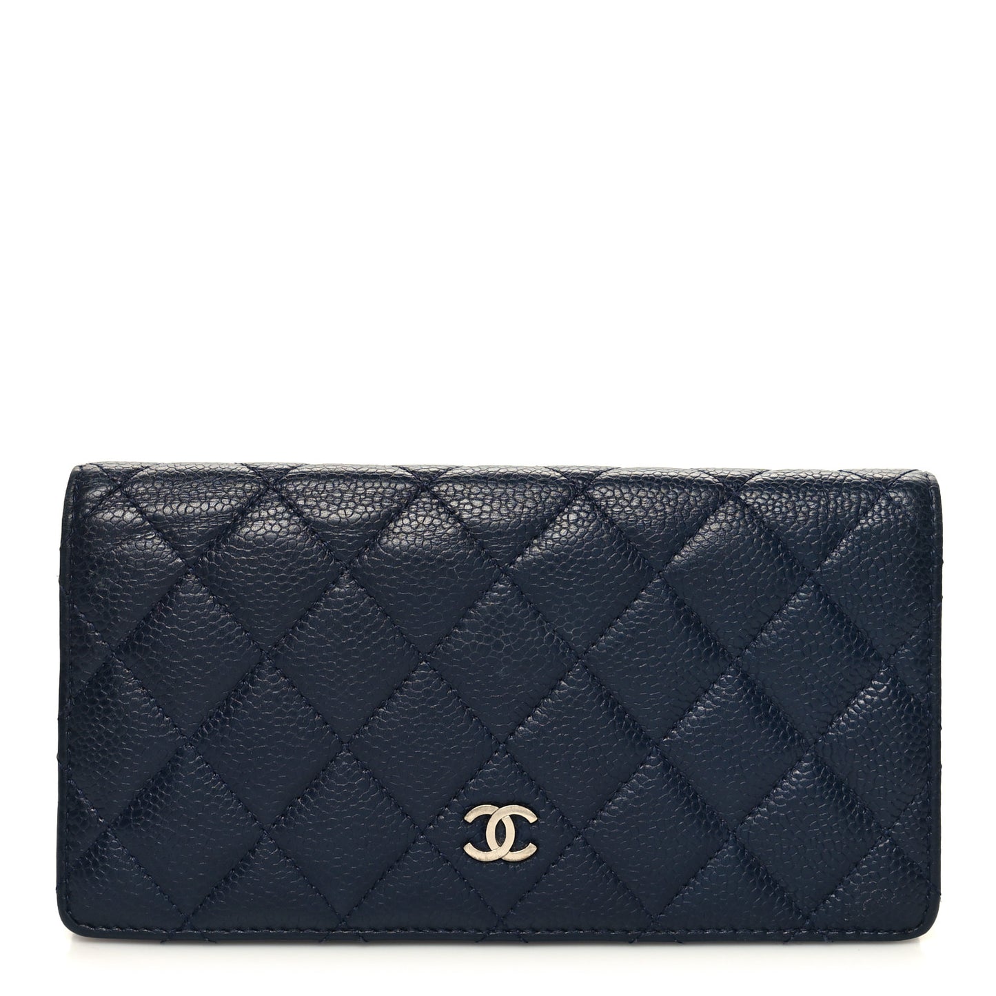 Caviar Quilted Yen Wallet Dark Blue