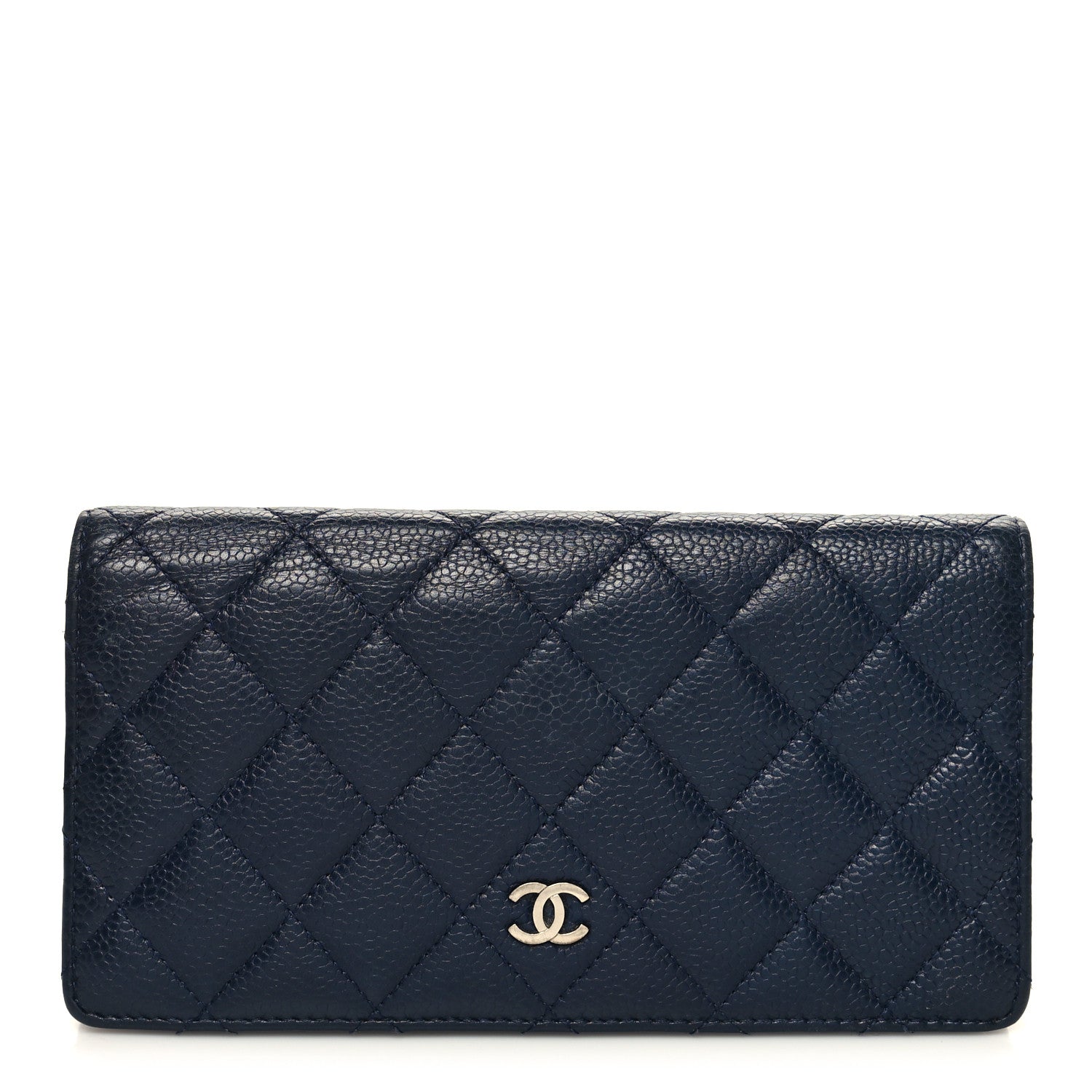 Chanel Caviar Quilted Yen Wallet Dark Blue 1 of 12