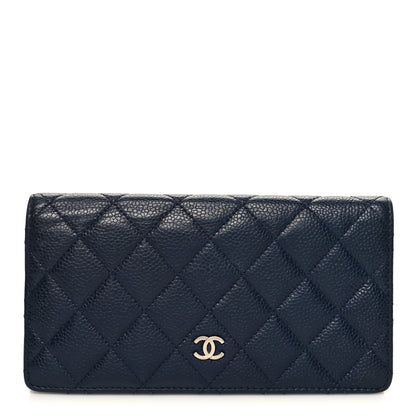Chanel Caviar Quilted Yen Wallet Dark Blue 1 of 12