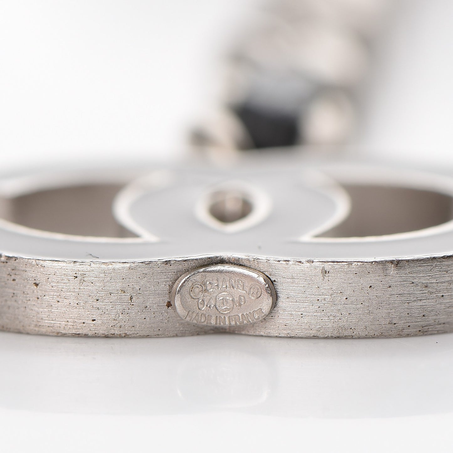 Lambskin Enamel CC Chain Belt Black Silver