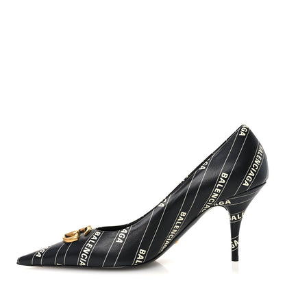 Balenciaga X Gucci Calfskin Logo Print Knife 80mm Pumps 37.5 Black 1 of 10