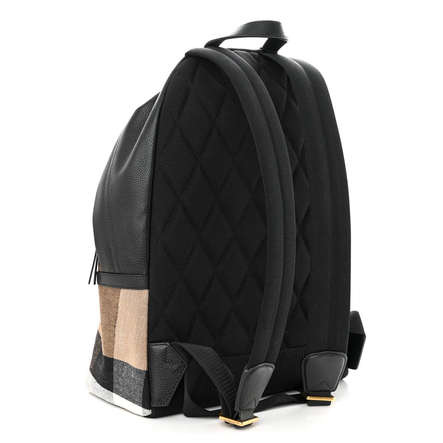 Mega Check Calfskin Abbeydale Simple Backpack Black Camel