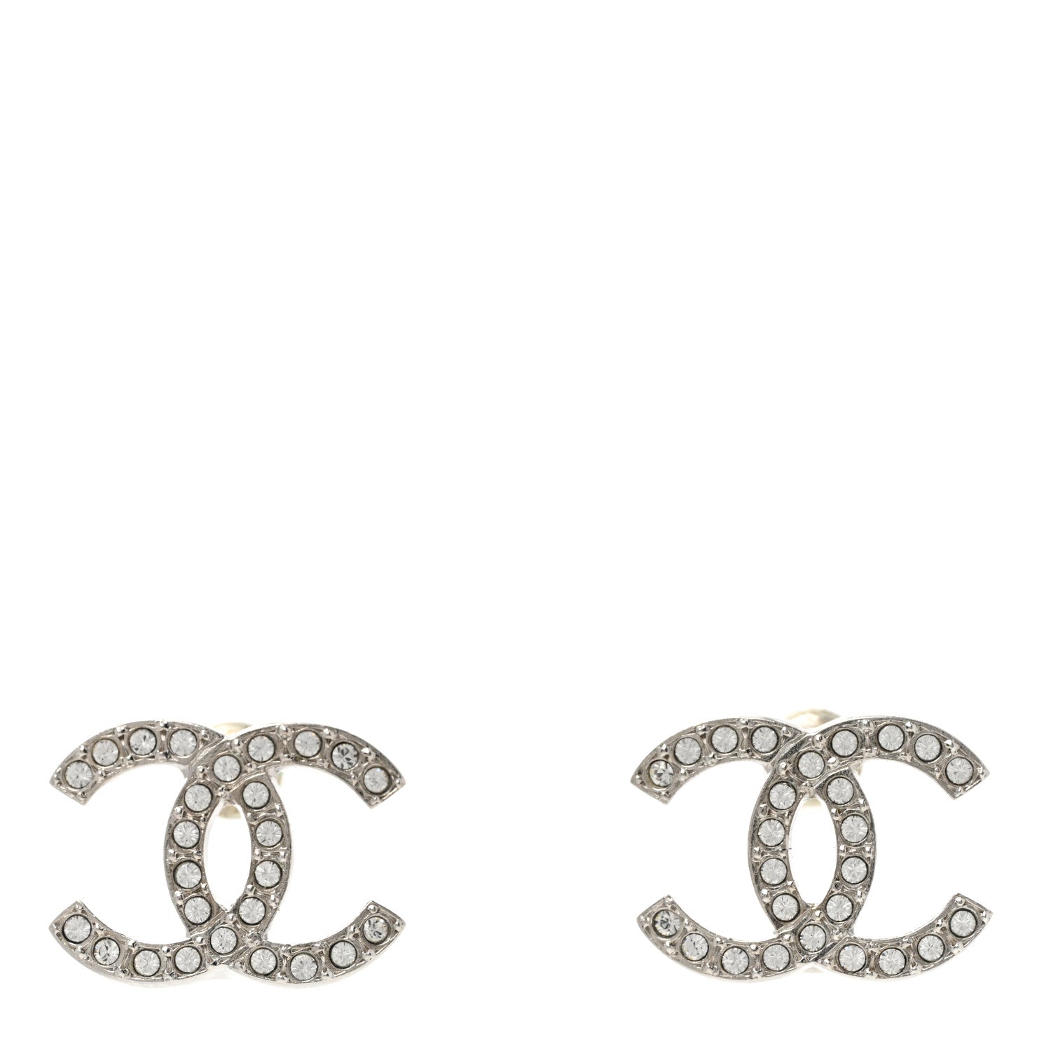 Chanel Crystal CC Earrings Silver 1 of 5