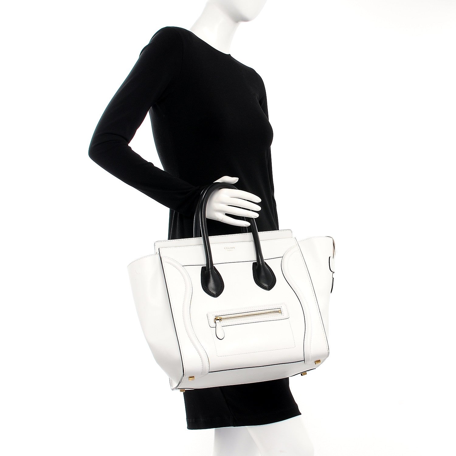 Celine Smooth Calfskin Mini Bi-Color Luggage White Black 2 of 7