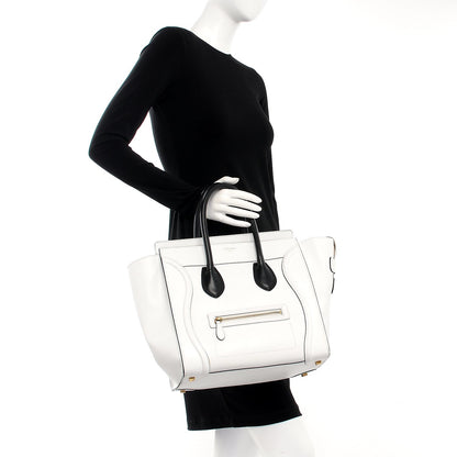 Celine Smooth Calfskin Mini Bi-Color Luggage White Black 2 of 7