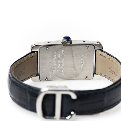Cartier Stainless Steel Alligator 19mm Tank Americaine Quartz Watch Blue 4 of 7