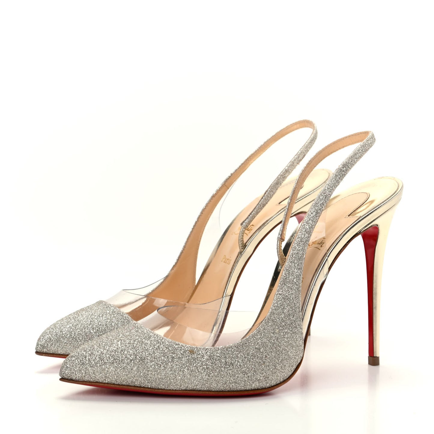 Mini Glitter PVC Specchio Optisexy 100 Pumps 38 Ivory Light Gold