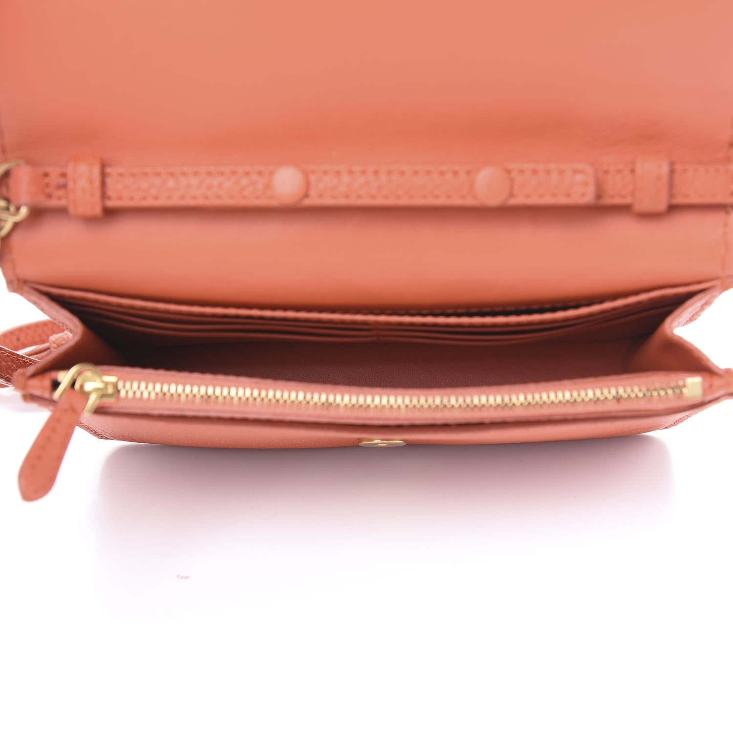 Burberry Calfskin Logo Embossed Chain Wallet Orange 4 of 9