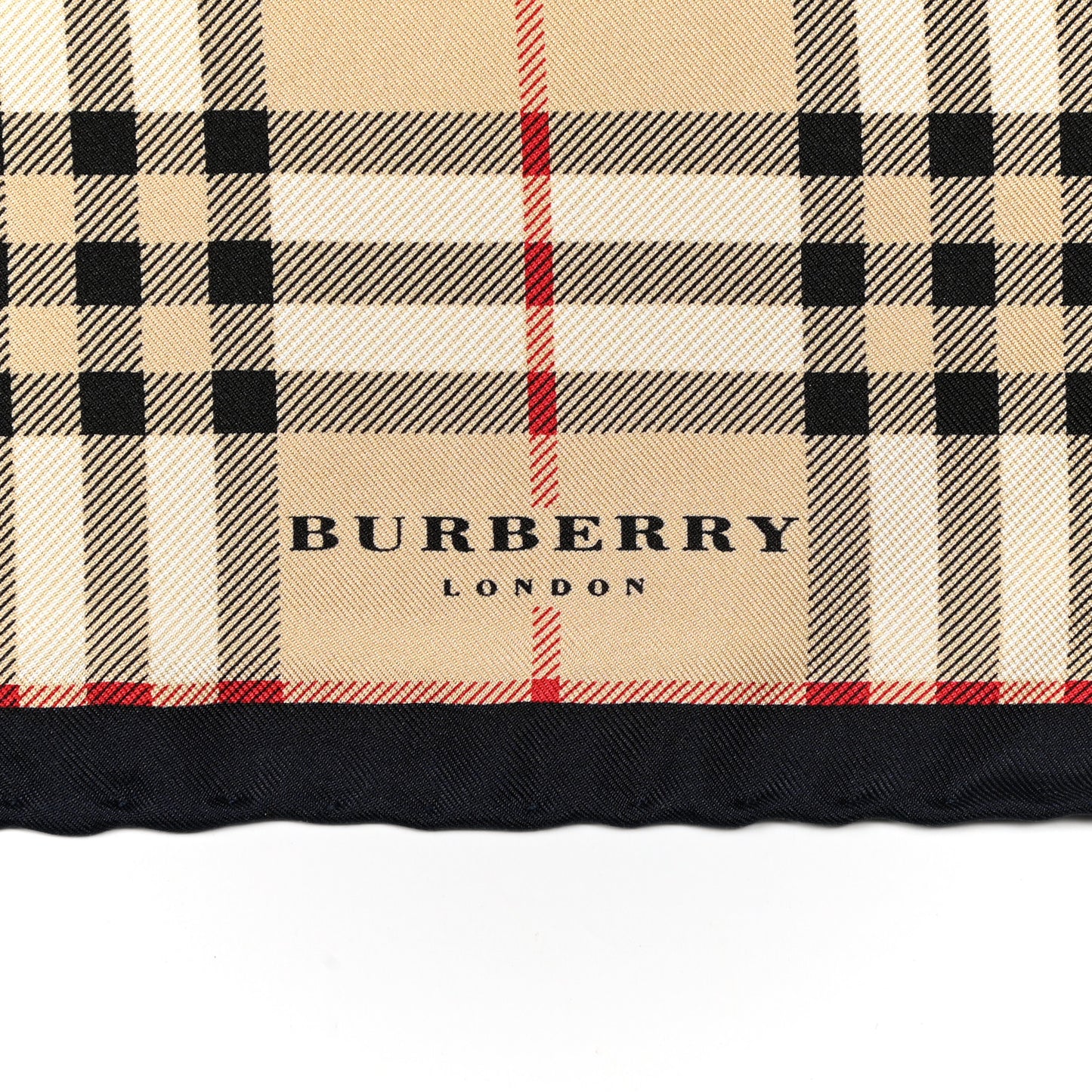 Silk Check Square Scarf Beige Black