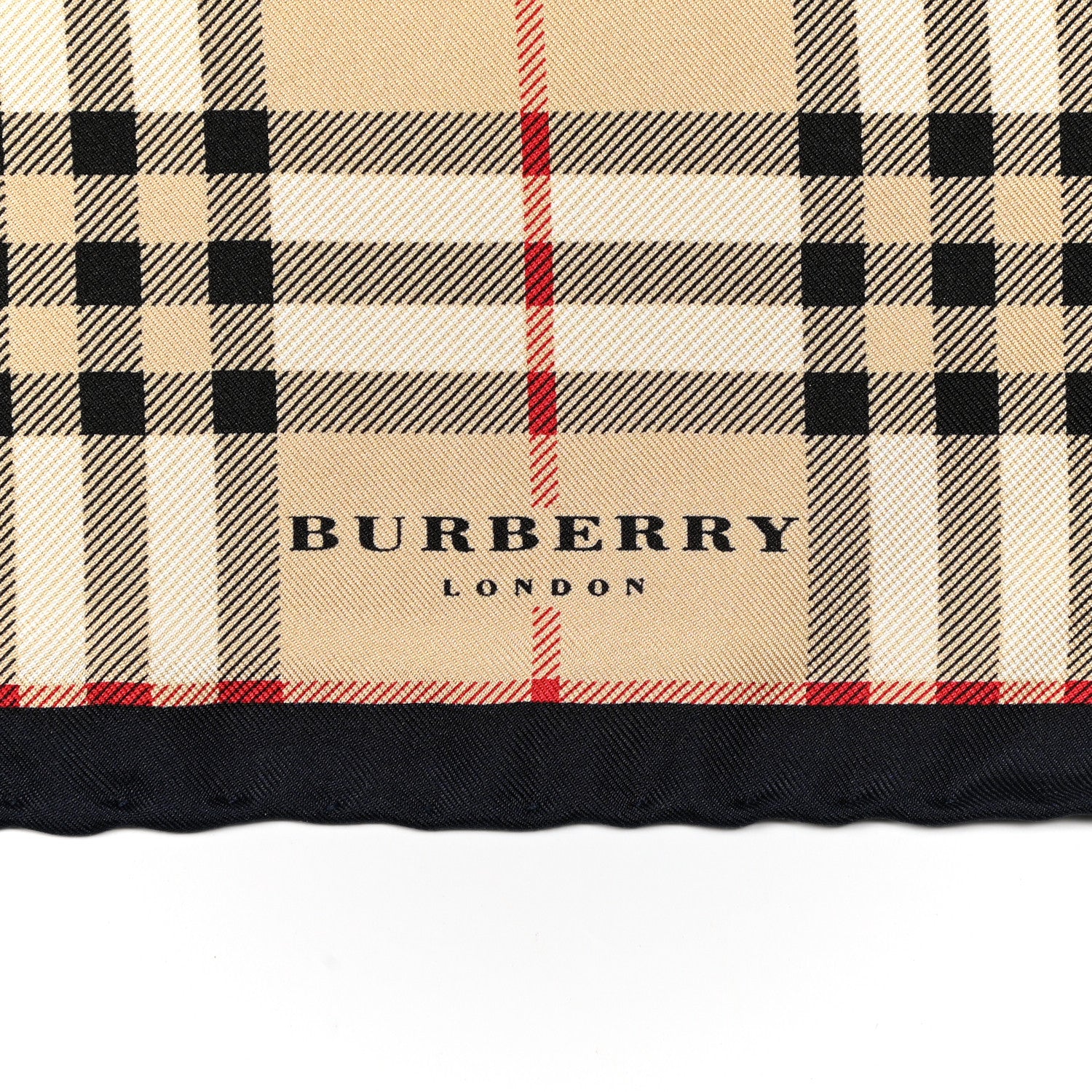 Burberry Silk Check Square Scarf Beige Black 2 of 4