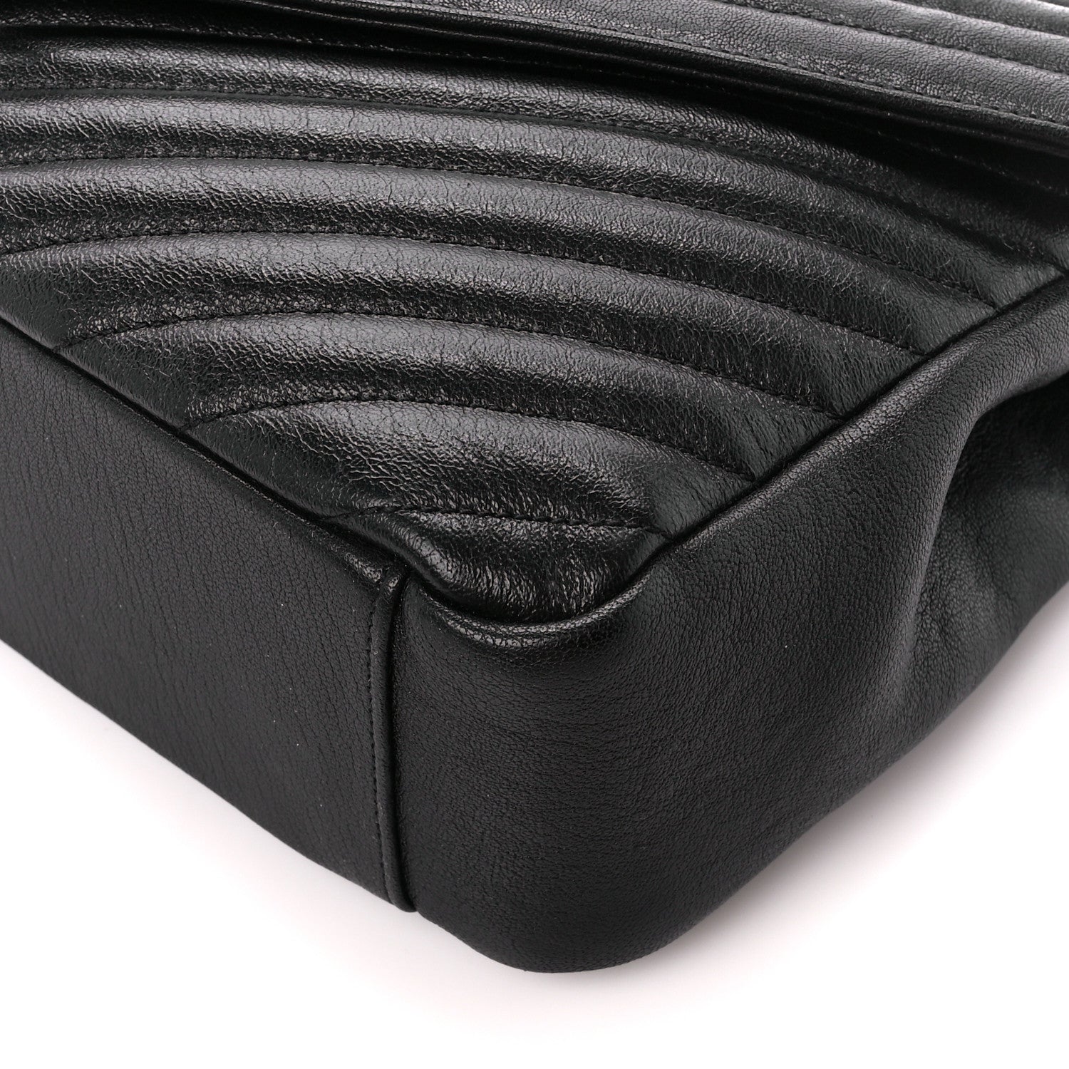 Saint Laurent Sheepskin Matelasse Chevron Monogram Large College Satchel Black 12 of 12