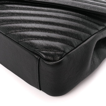 Saint Laurent Sheepskin Matelasse Chevron Monogram Large College Satchel Black 12 of 12