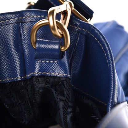 Prada Tessuto Nylon Saffiano Crossbody Tote Bleuette 9 of 14