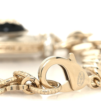 Chanel Metal Resin Crystal Chain CC Bracelet Gold 4 of 5