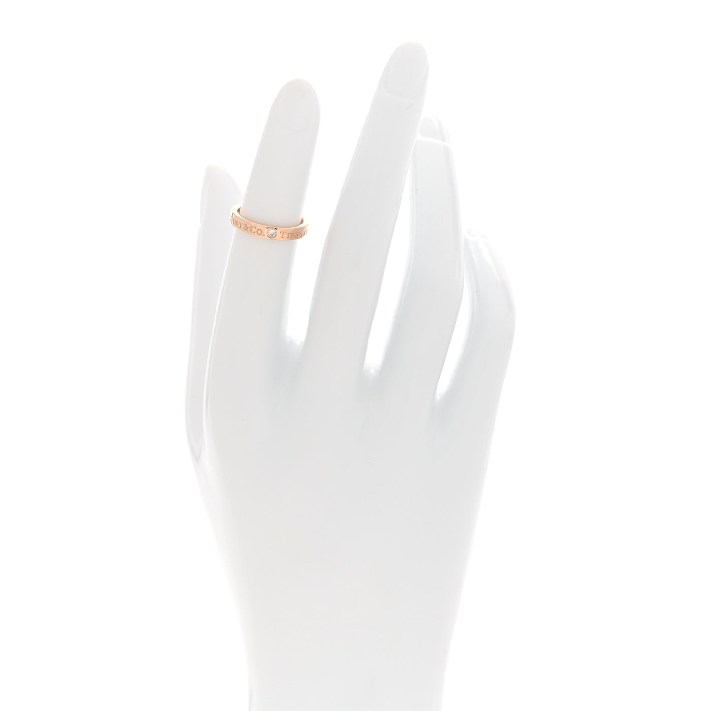 18K Rose Gold Diamond 3mm Logo Band Ring 45 3.25