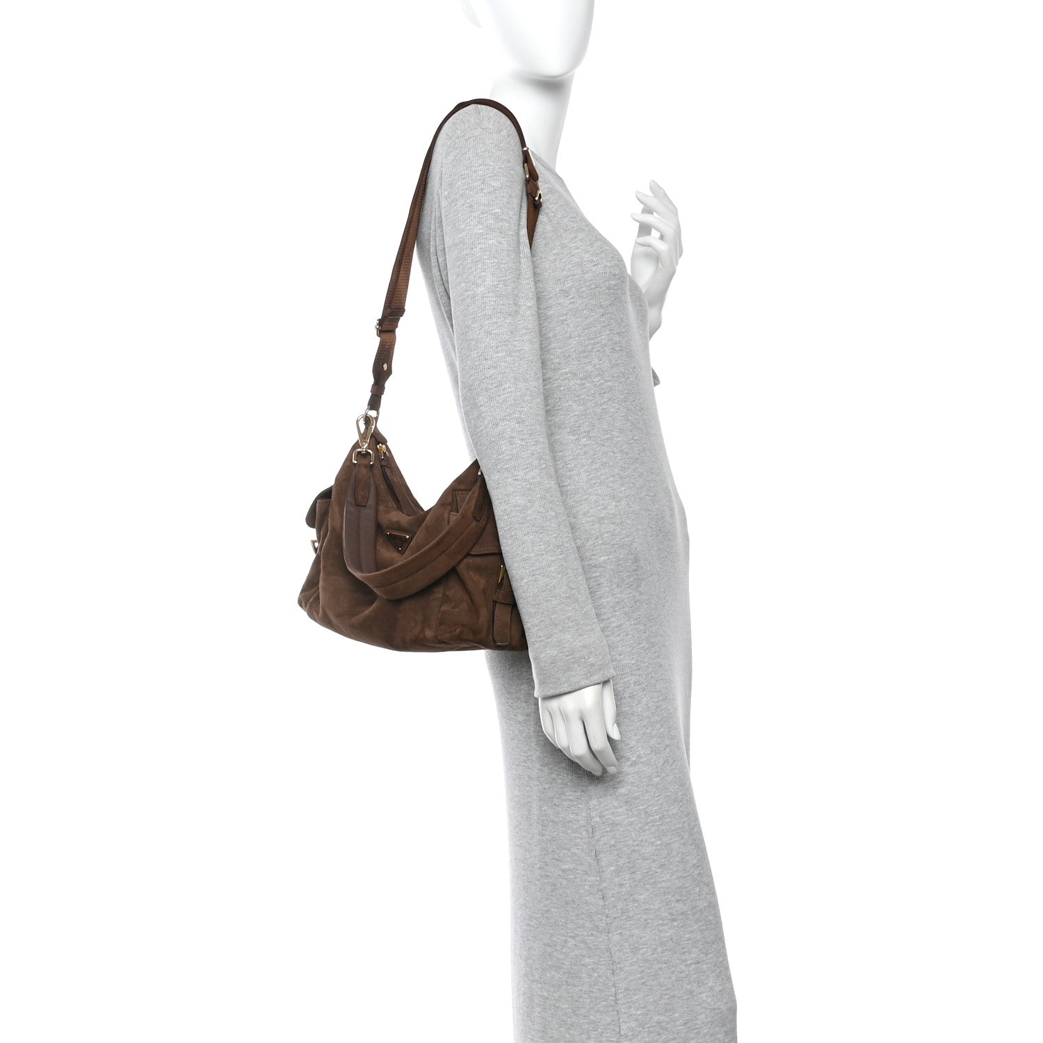 Prada Suede Large Explore Shoulder Bag Cocoa Brown 3 of 23