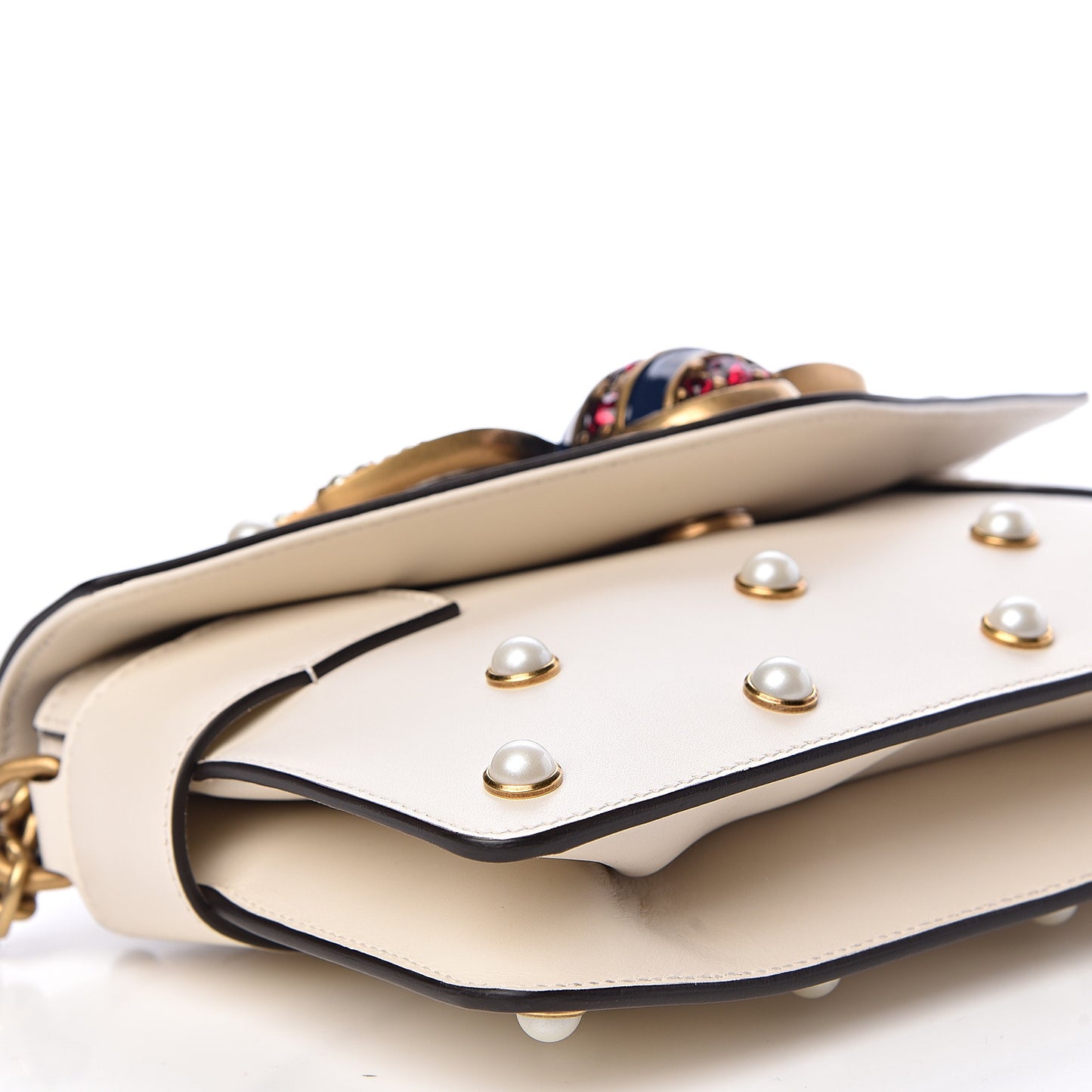 Nappa Pearl Studded Mini Queen Margaret Broadway Shoulder Bag Mystic White