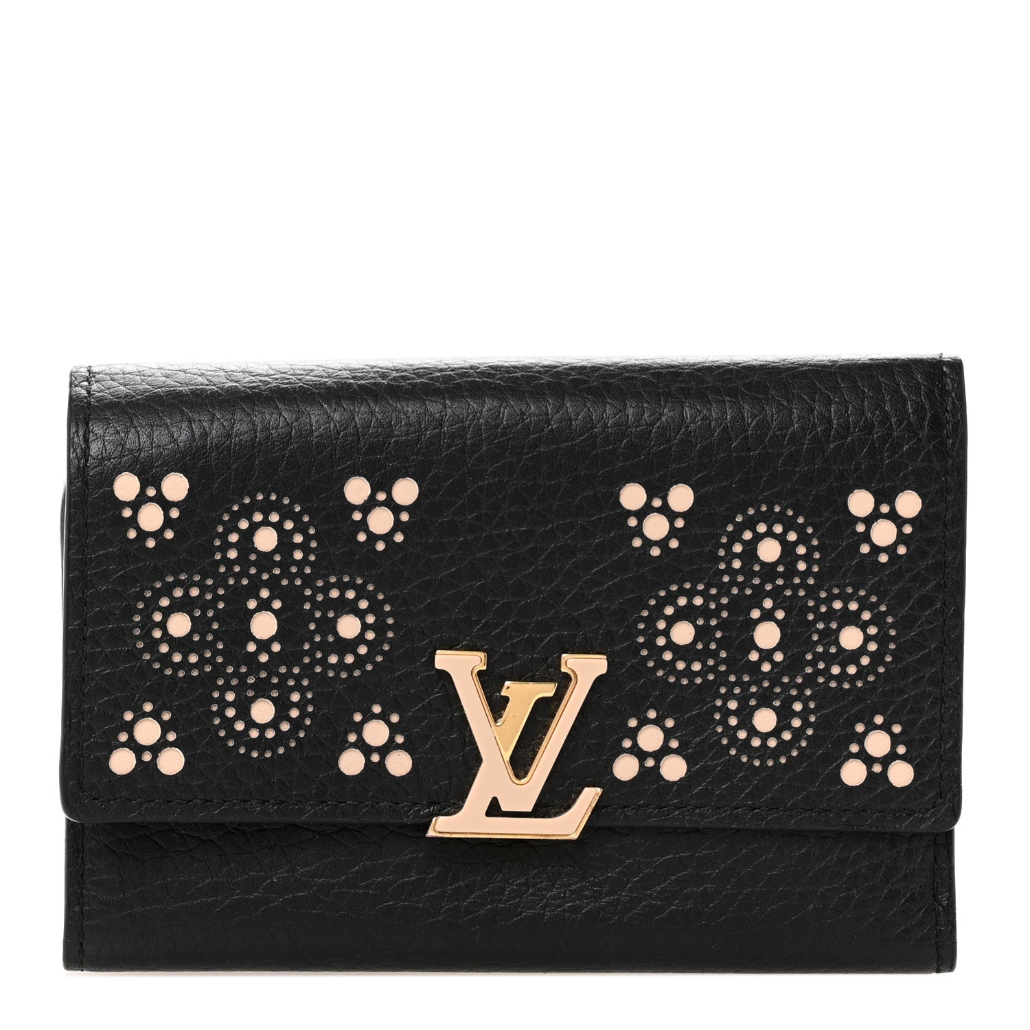Louis Vuitton Taurillon Perforated Capucines Compact Wallet Black 1 of 9
