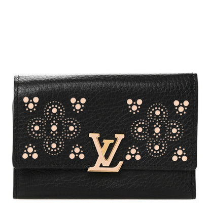 Louis Vuitton Taurillon Perforated Capucines Compact Wallet Black 1 of 9