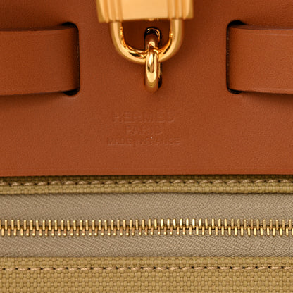 Hermes Military Toile Vache Hunter Herbag Zip Retourne 31 PM Poussiere Fauve 6 of 10