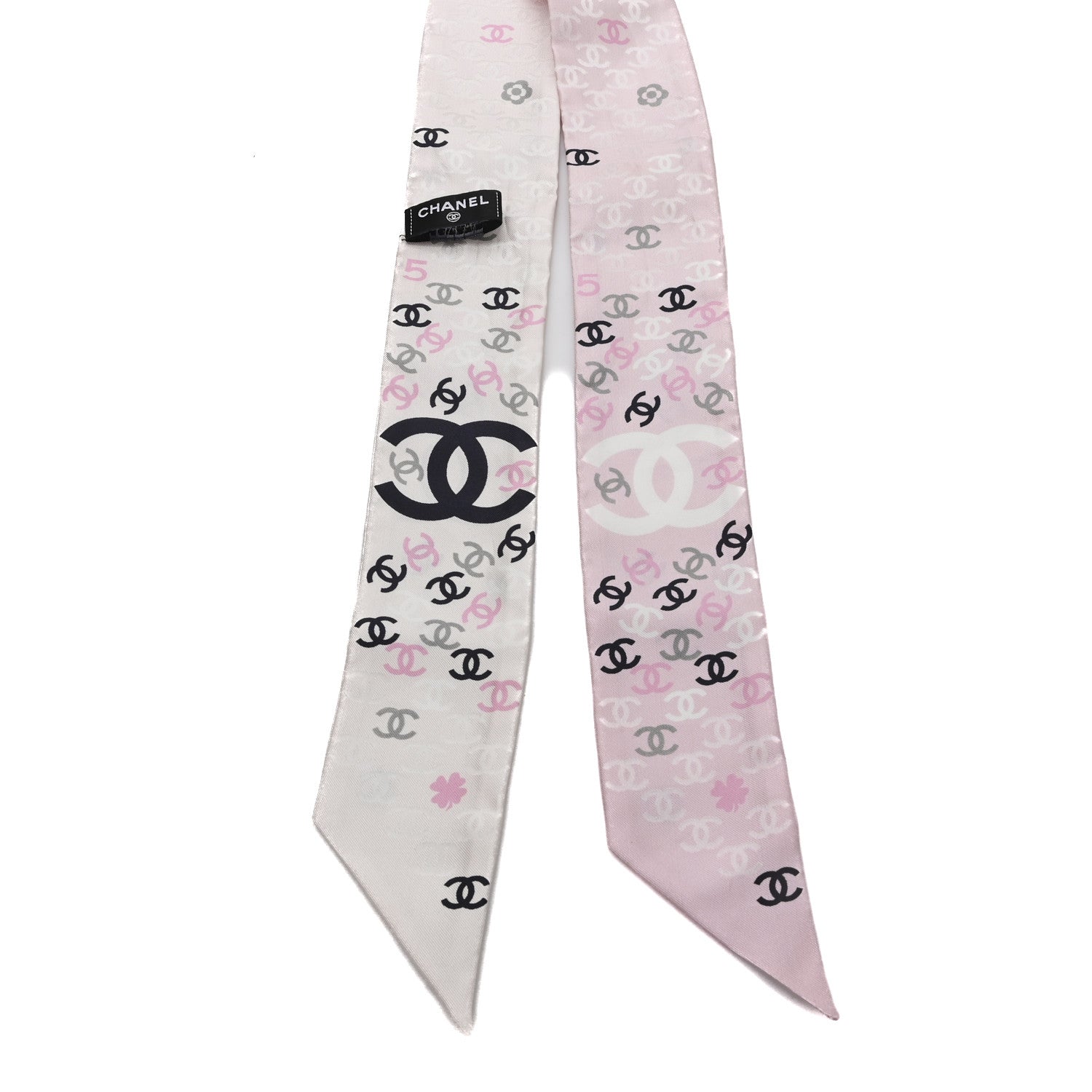 Chanel Silk CC Slim Bandeau Pink Ecru Black 2 of 3