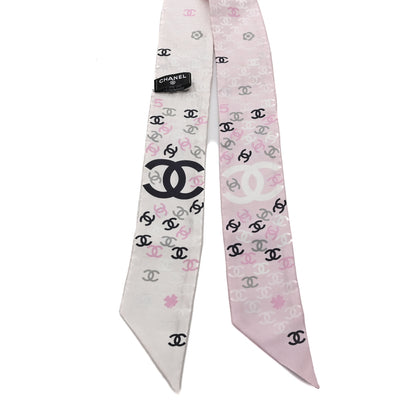 Chanel Silk CC Slim Bandeau Pink Ecru Black 2 of 3