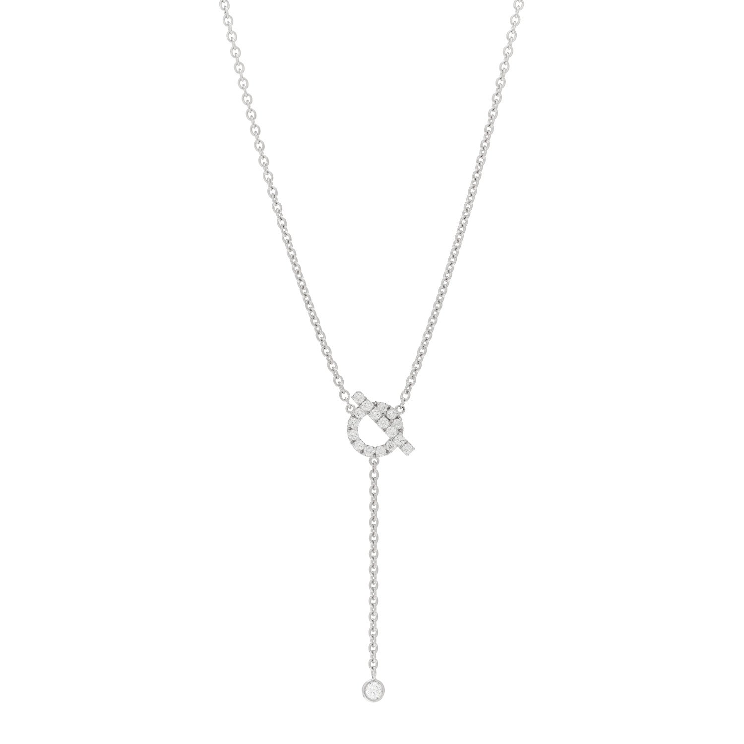 Hermes 18K White Gold Diamond Finesse Lariat Necklace 1 of 5