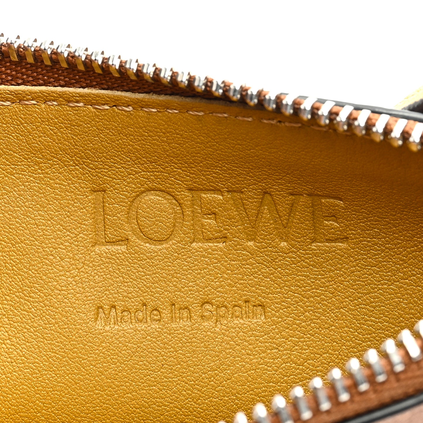 Calfskin Debossed Anagram Card Holder Tan