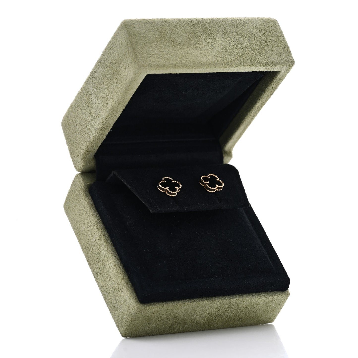 18K Yellow Gold Black Onyx Sweet Alhambra Earrings