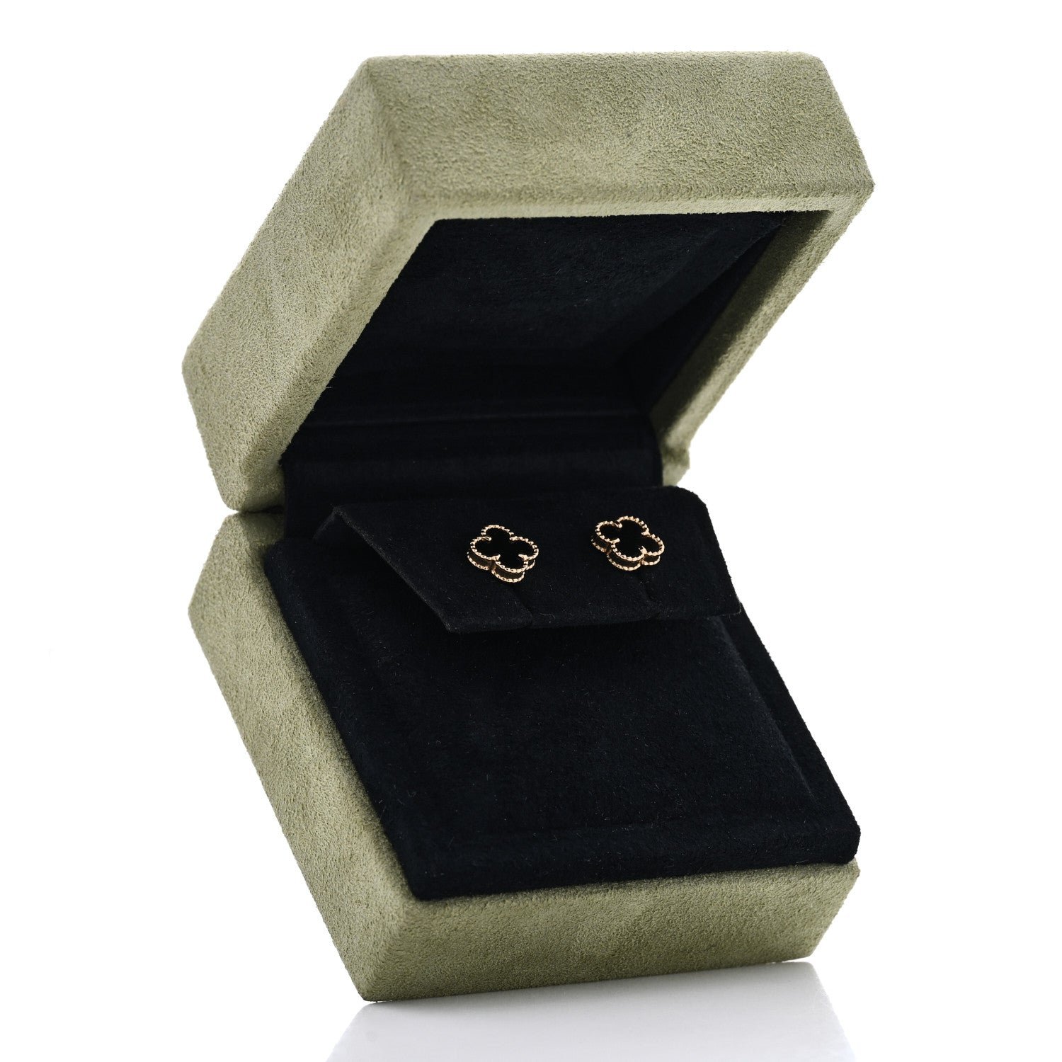 Van Cleef & Arpels 18K Yellow Gold Black Onyx Sweet Alhambra Earrings 5 of 5
