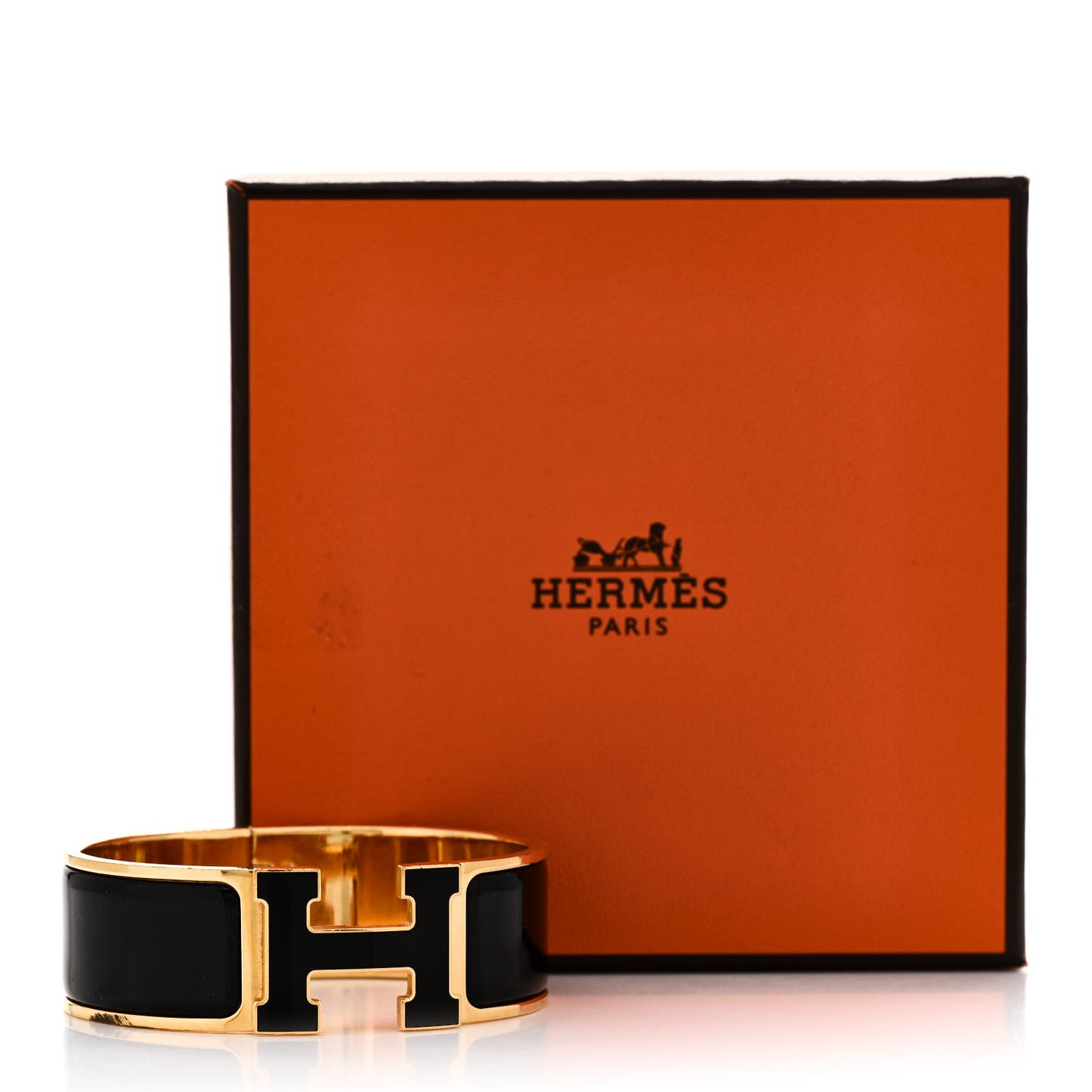 Enamel Wide Clic Clac H Bracelet GM Black