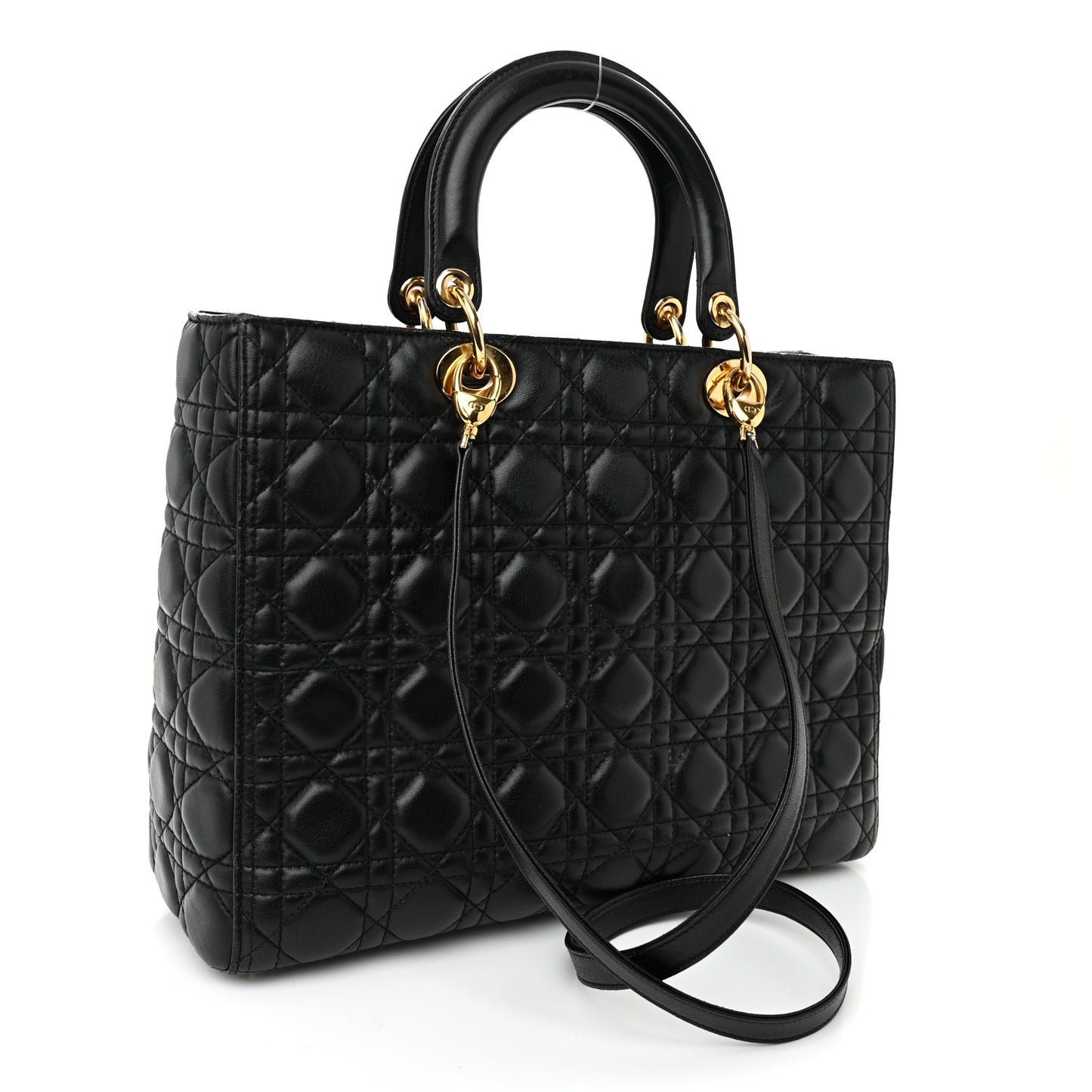 Lambskin Cannage Large Lady Dior Black
