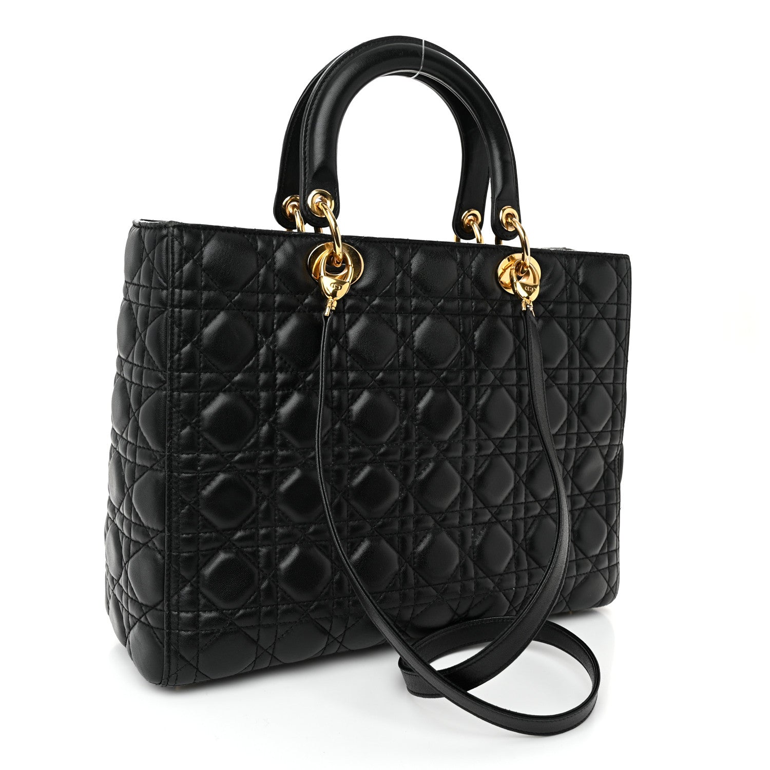 Christian Dior Lambskin Cannage Large Lady Dior Black 3 of 10