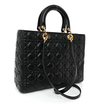Christian Dior Lambskin Cannage Large Lady Dior Black 3 of 10