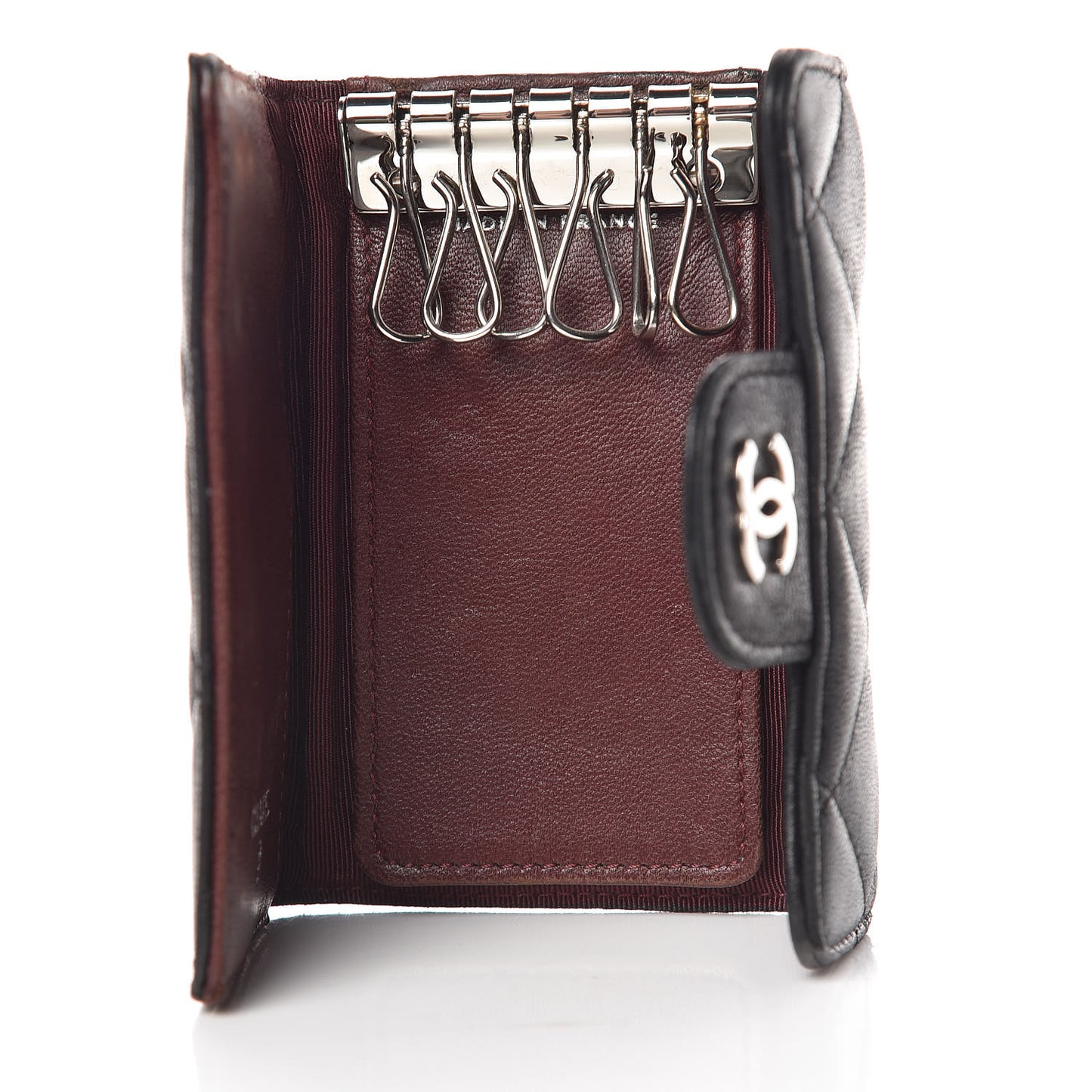 Lambskin Quilted 6 Key Holder Black
