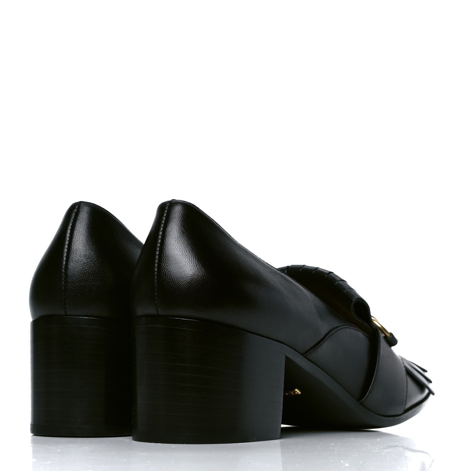 Gucci Malaga Kid Polly Kiltie Fringe 55mm Loafer Pumps 38 Black 3 of 5