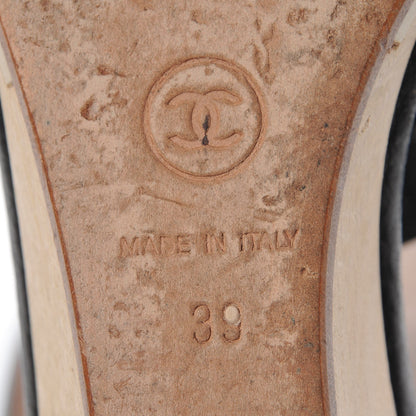Chanel Calfskin CC Wedge Sandals 39 Black 8 of 13