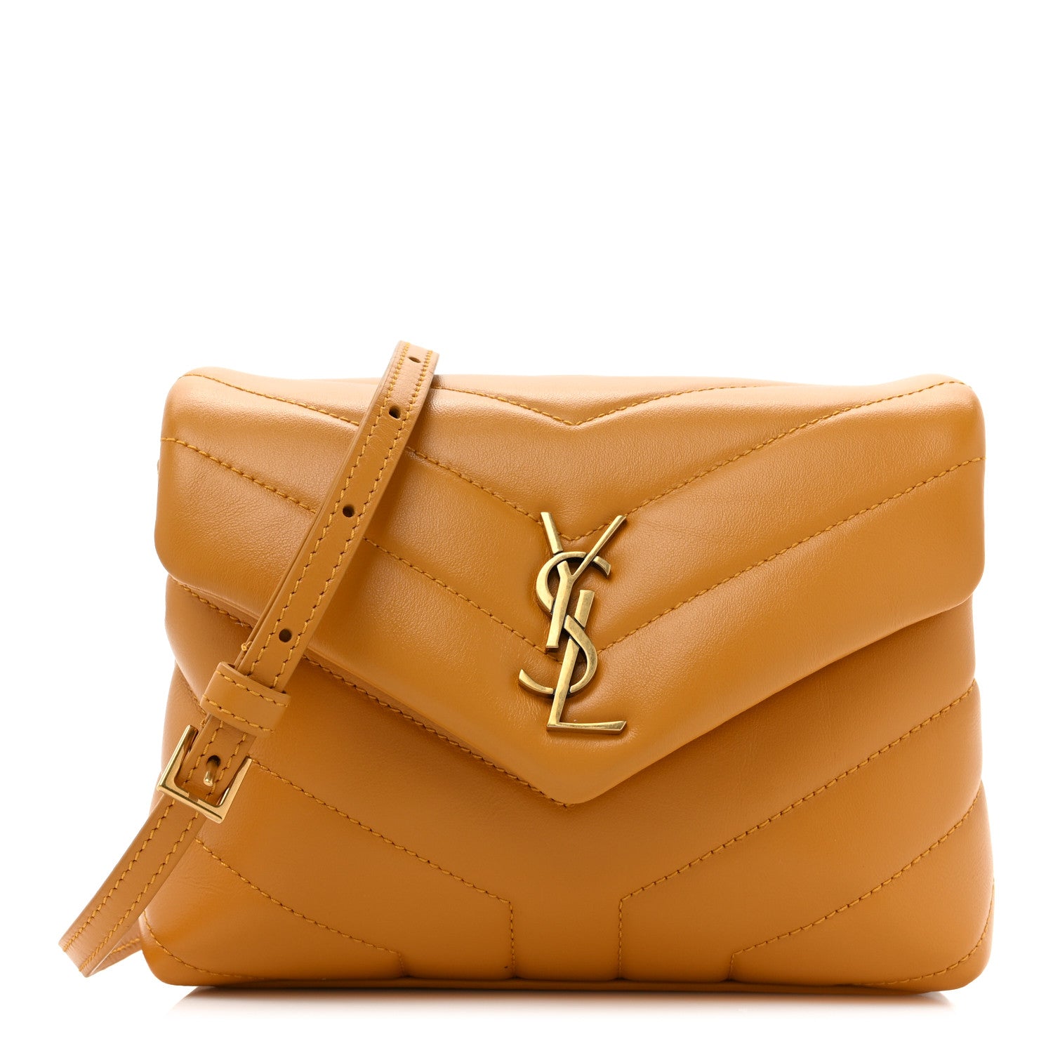 Saint Laurent Calfskin Y Quilted Monogram Toy Loulou Crossbody Bag Cheddar 1 of 11