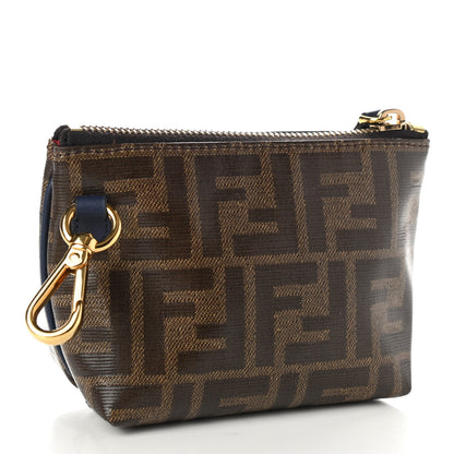 Fendi X FILA Glazed Fabric Vitello Century FF 1974 Mania Beauty Pouch Mogano Panna Blueberry 3 of 10