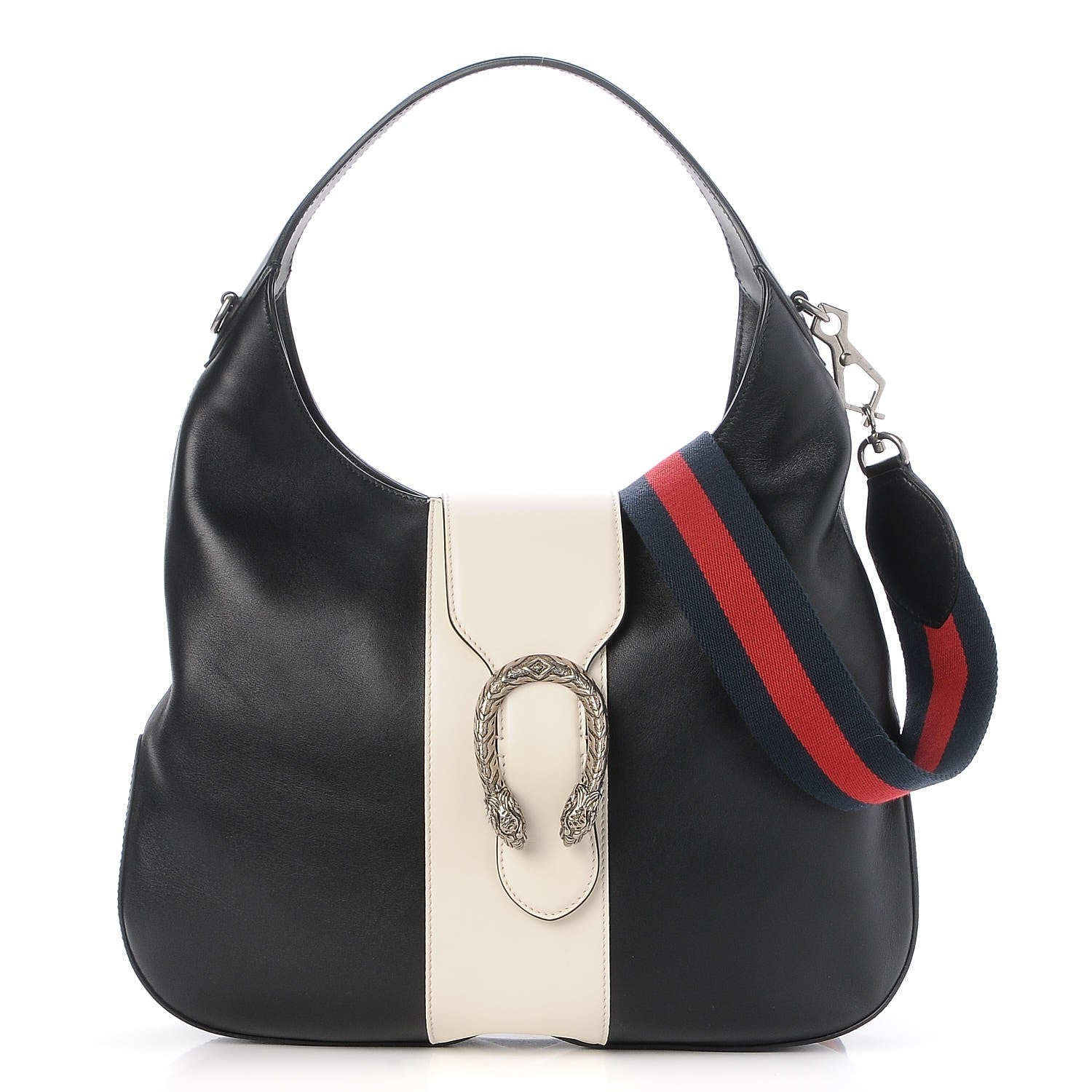 Gucci Calfskin Web Medium Dionysus Hobo Black White 1 of 8